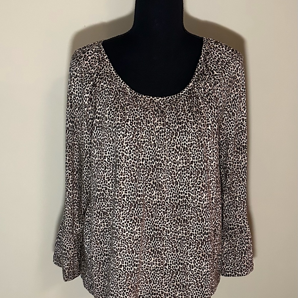 Michael Kors Leopard Print Scoop Neck Top
